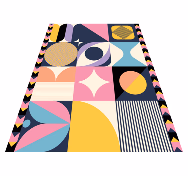 Modern vinyl rug multi-figure geometric art - TenStickers
