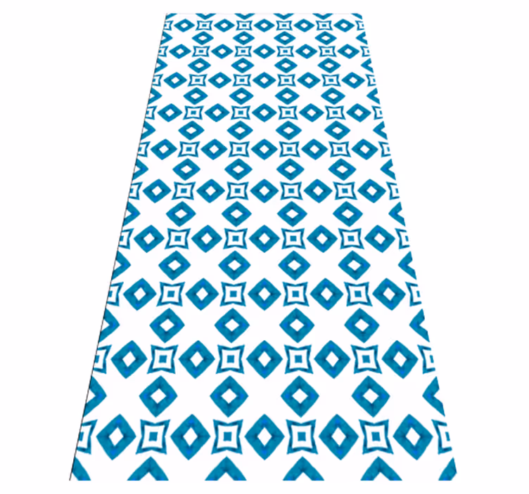 Textured vinyl rug with geometric blue diamond pattern - TenStickers