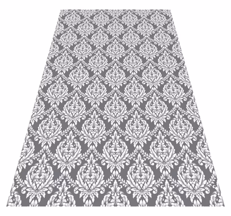 Textured vinyl rug with grey damask design - TenStickers
