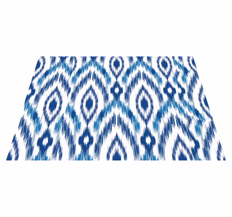 Textured vinyl rug in blue ikat pattern - TenStickers