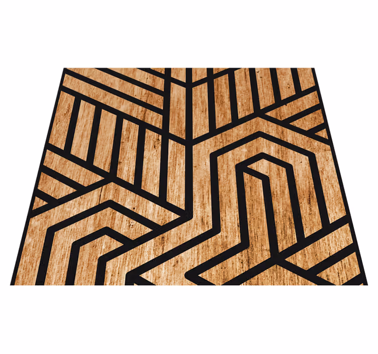 Textured vinyl rug with wooden geometric pattern - TenStickers