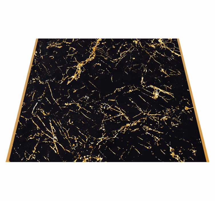 Textured vinyl rug in black and gold marble design - TenStickers