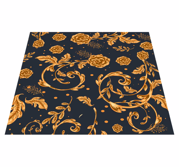 Vintage vinyl rug golden leaf design - TenStickers