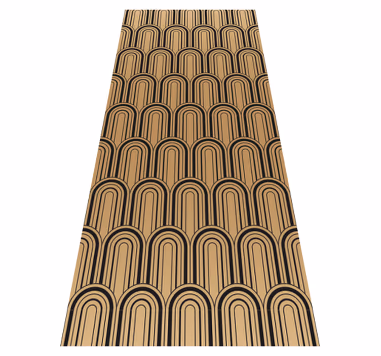 Vintage vinyl rug with golden arc decor pattern - TenStickers