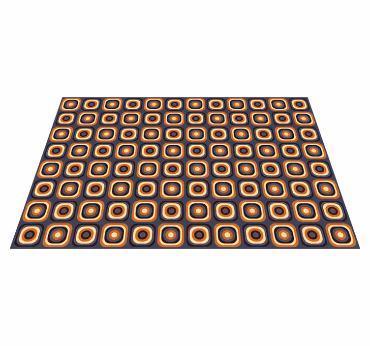 Vintage vinyl rug 70s circle squares design - TenStickers