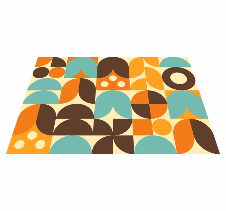 Vintage vinyl rug with 70's geometric abstract shapes - TenStickers
