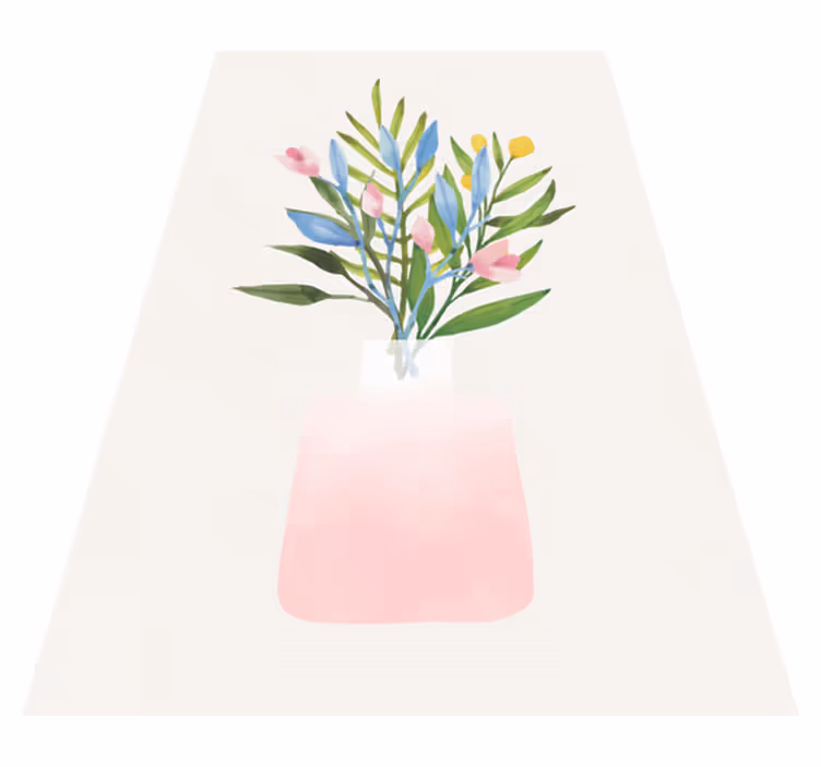 Floral vinyl rug with potted flowers design - TenStickers
