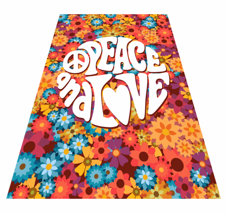 Floral vinyl rug peace and love - TenStickers
