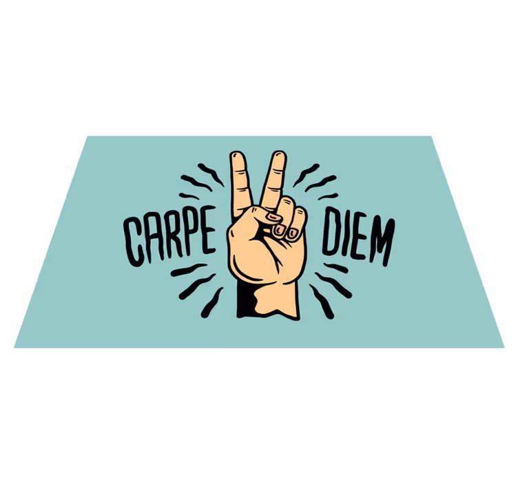 Custom rug carpe diem peace hand design - TenStickers