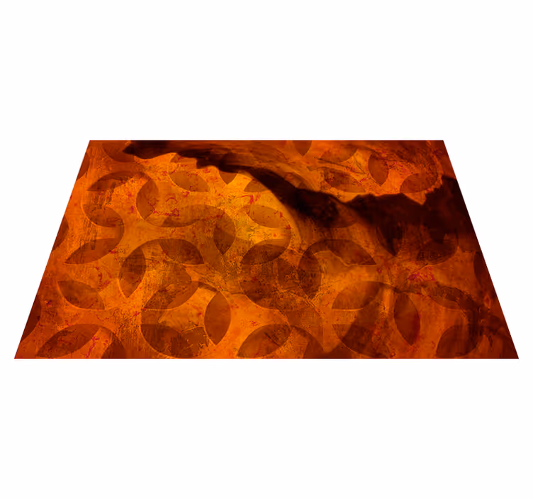 Geometric vinyl rug in abstract orange patterns - TenStickers