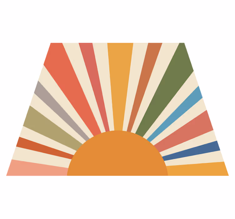 Geometric vinyl rug with vibrant sun wall art - TenStickers
