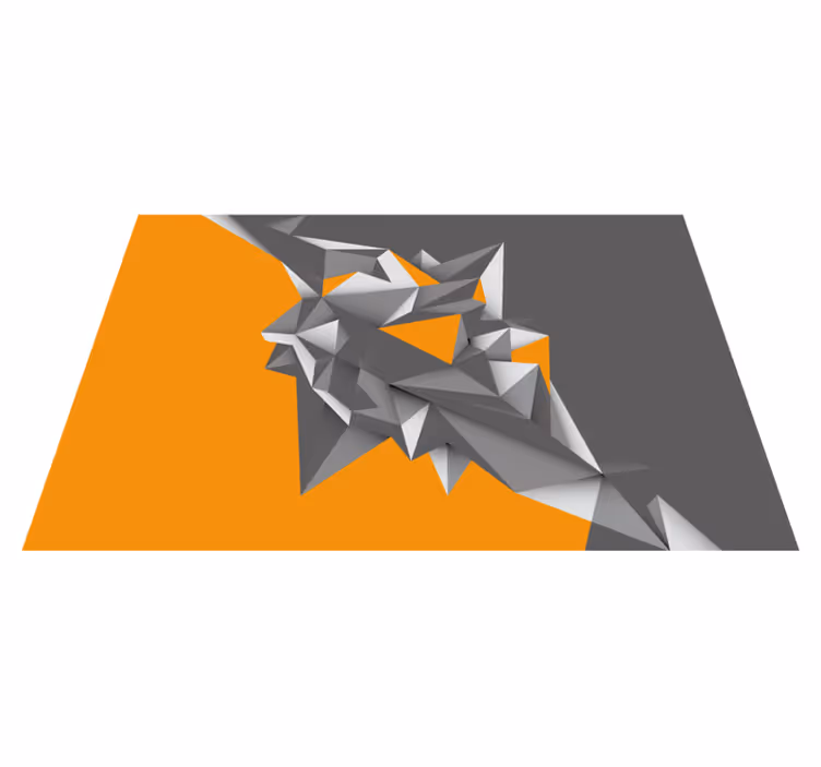 Geometric vinyl rug in gray and orange abstract shapes - TenStickers