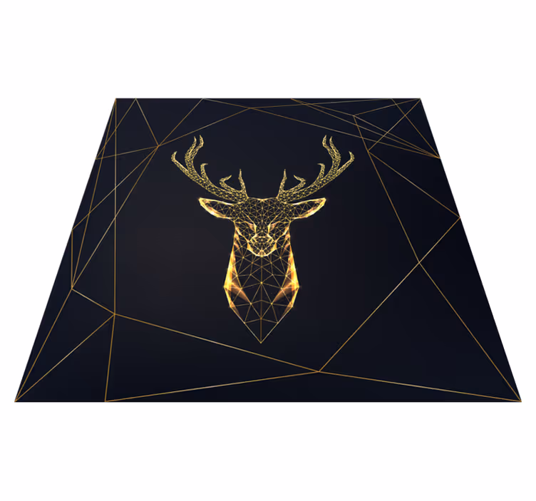 Geometric vinyl rug with gold stag design - TenStickers