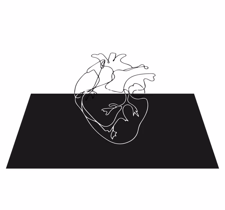 Geometric vinyl rug geometrical heart line art - TenStickers