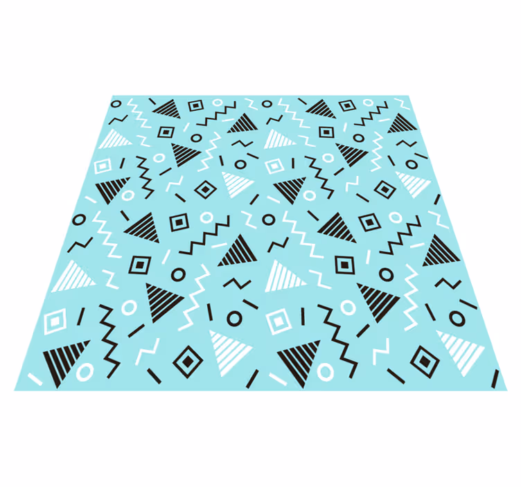 Geometric vinyl rug with 80s memphis design - TenStickers