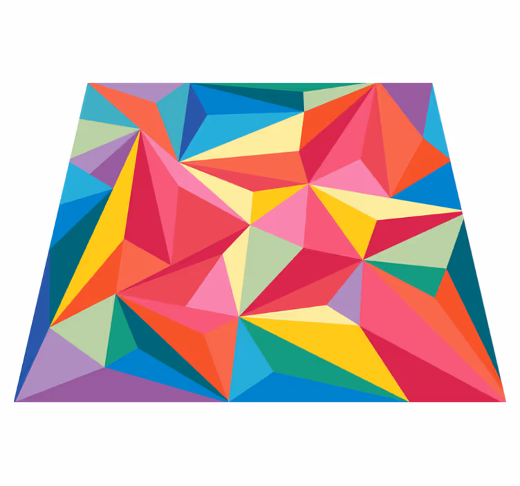 Geometric vinyl rug in multicolor design - TenStickers