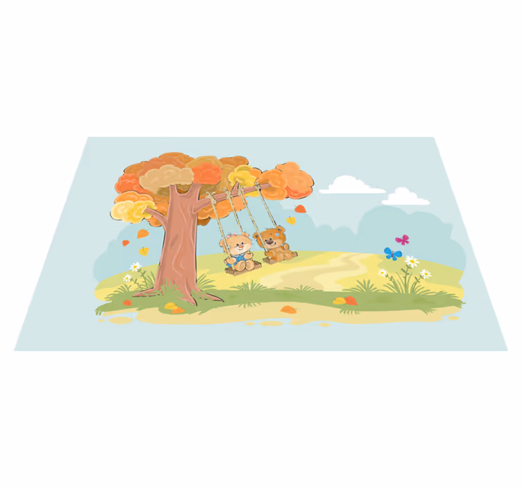 Kids vinyl rug with teddy bears in the woods - TenStickers