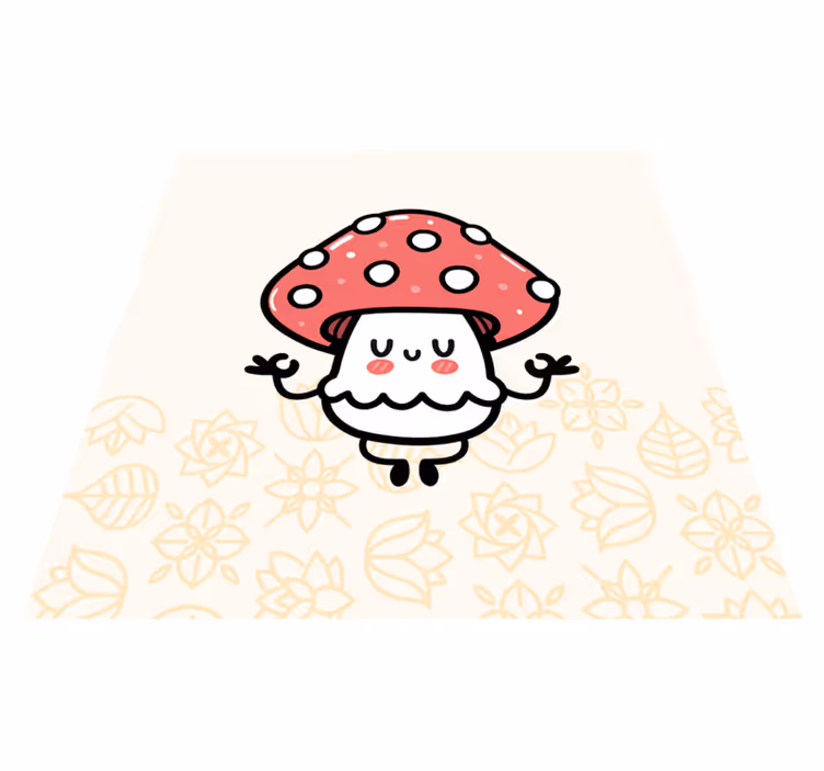 Kids vinyl rug with cute happy mushroom design - TenStickers