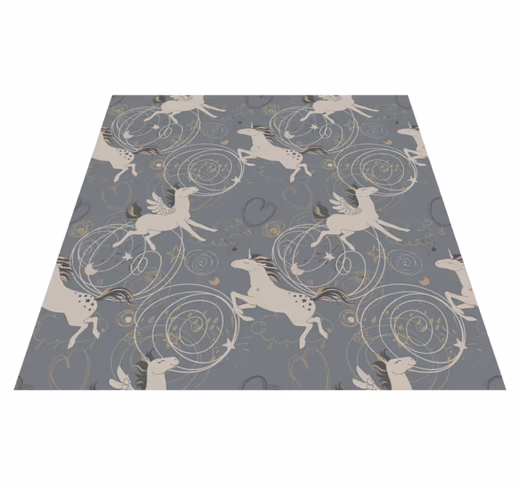 Kids vinyl rug with pegasus unicorns on dark background - TenStickers