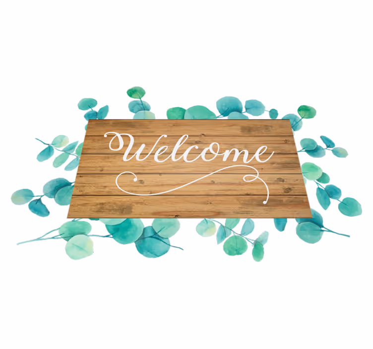 Entrance hall vinyl rug eucalyptus welcome - TenStickers