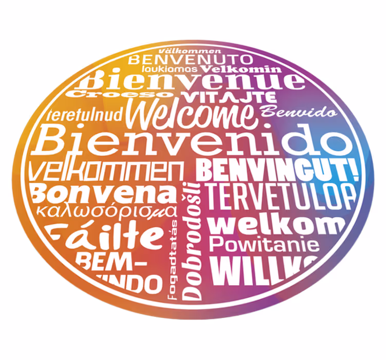 Welcome to multilingual entrance hall vinyl rug - TenStickers