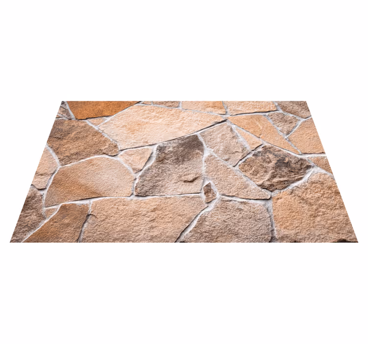 Entrance hall vinyl rug light brown stone bricks - TenStickers