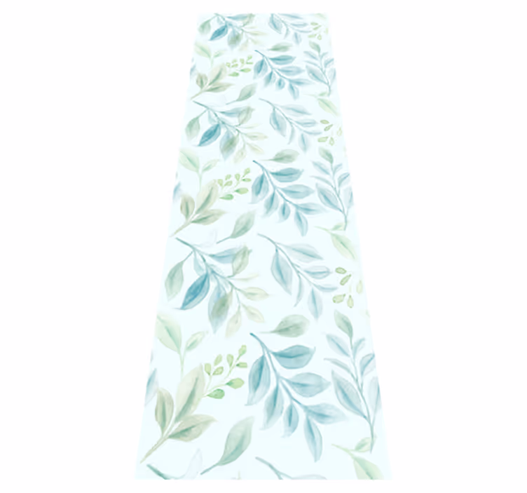 Living room vinyl rug with green thin leaves - TenStickers
