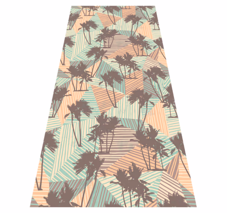 Living room vinyl rug with tropical palms and triangles - TenStickers