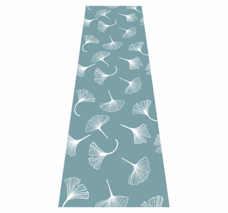 Living room vinyl rug with light blue ginkgo leaves - TenStickers