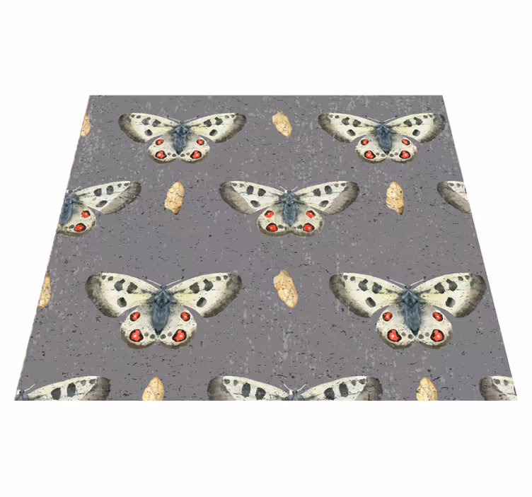 Grey vinyl rug with simple butterfly pattern - TenStickers