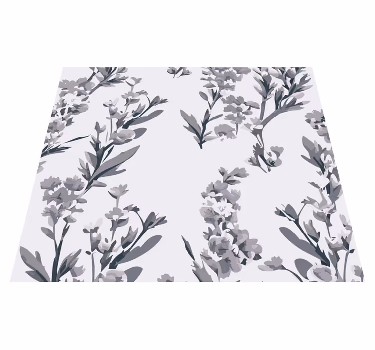Grey vinyl rug with floral pattern - TenStickers