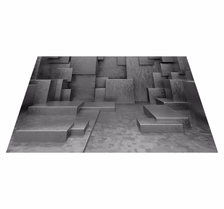 Grey vinyl rug geometric abstract blocks - TenStickers