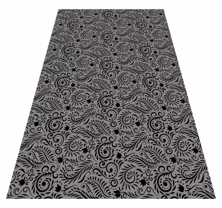 Grey vinyl rug with ornate swirl designs - TenStickers