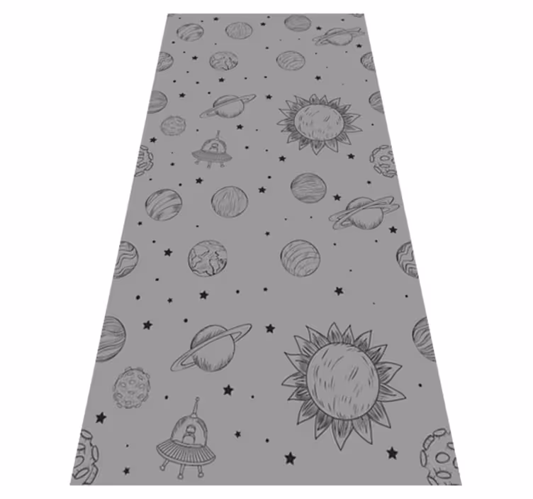 Grey vinyl rug space exploration design - TenStickers