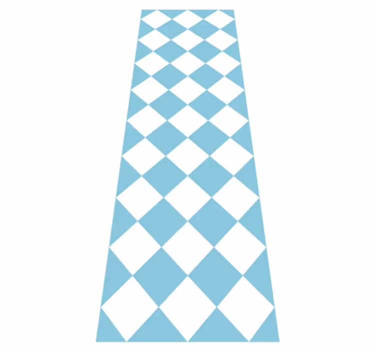 Hall vinyl rug in blue and white squared design - TenStickers