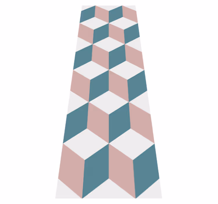 Hall vinyl rug in pastel colored cubes - TenStickers