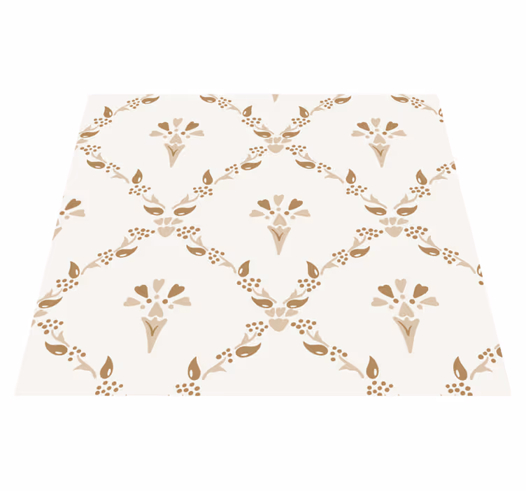 Beige vinyl rug with hexagonal floral design - TenStickers