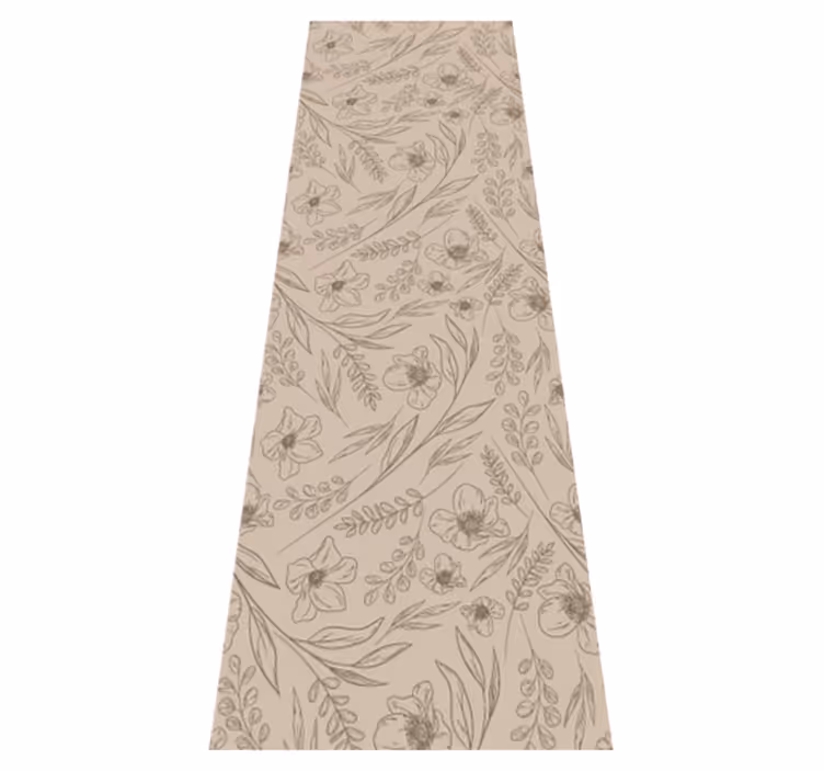 Beige vinyl rug in taupe floral design - TenStickers