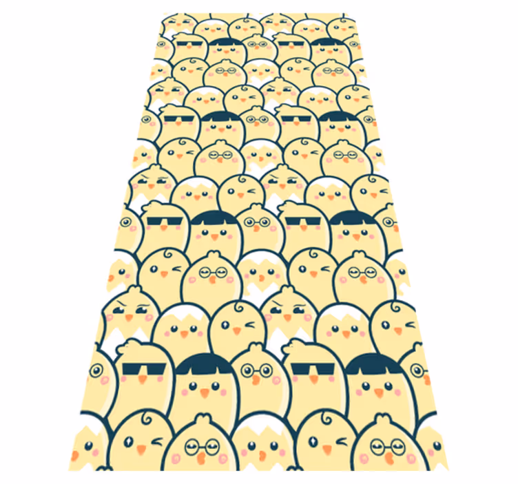 Yellow vinyl rug seamless pattern yellow chicks 6 - TenStickers