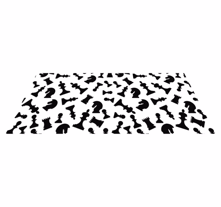 White vinyl rug with black chess pieces design - TenStickers