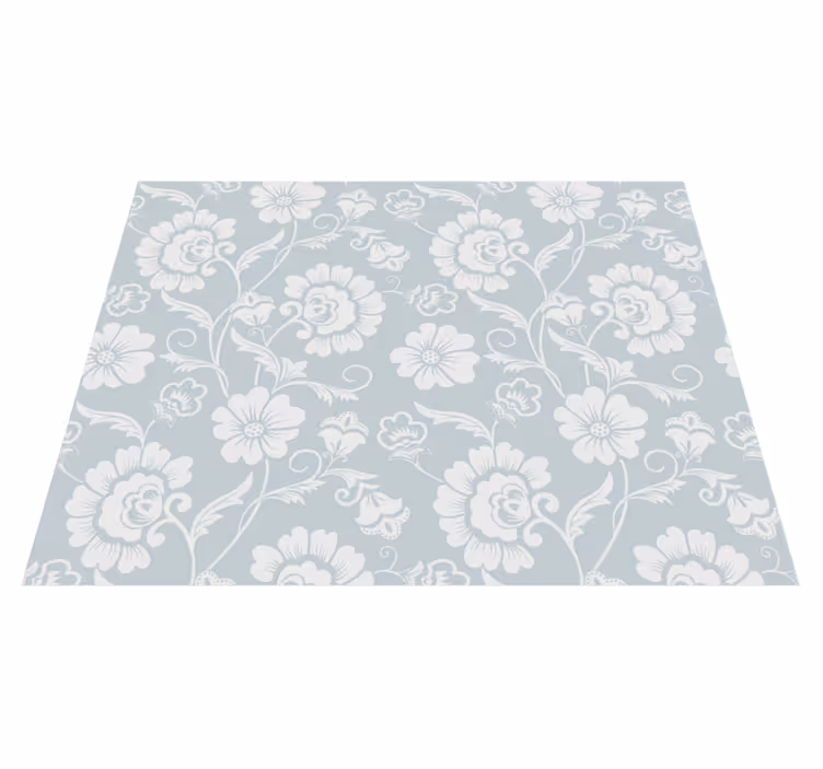 White vinyl rug with granny chic floral design - TenStickers