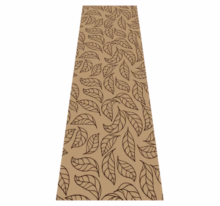 Brown vinyl rug with minimalist leaves on earth tones - TenStickers