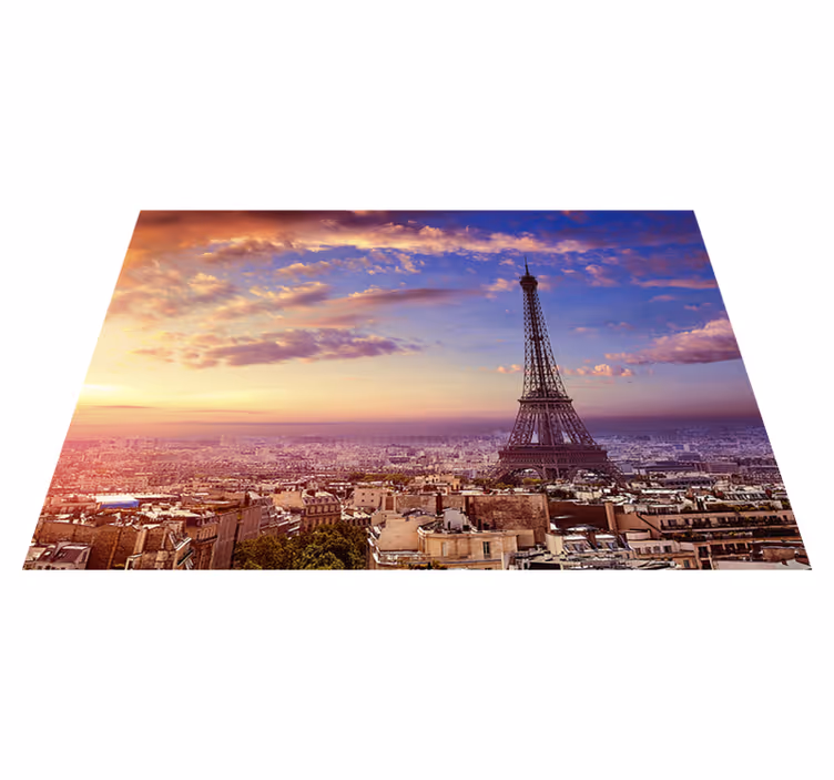 Purple vinyl rug with parisian scene - TenStickers