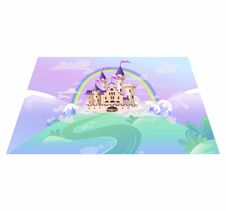 Purple vinyl rug princess castle wall mural - TenStickers
