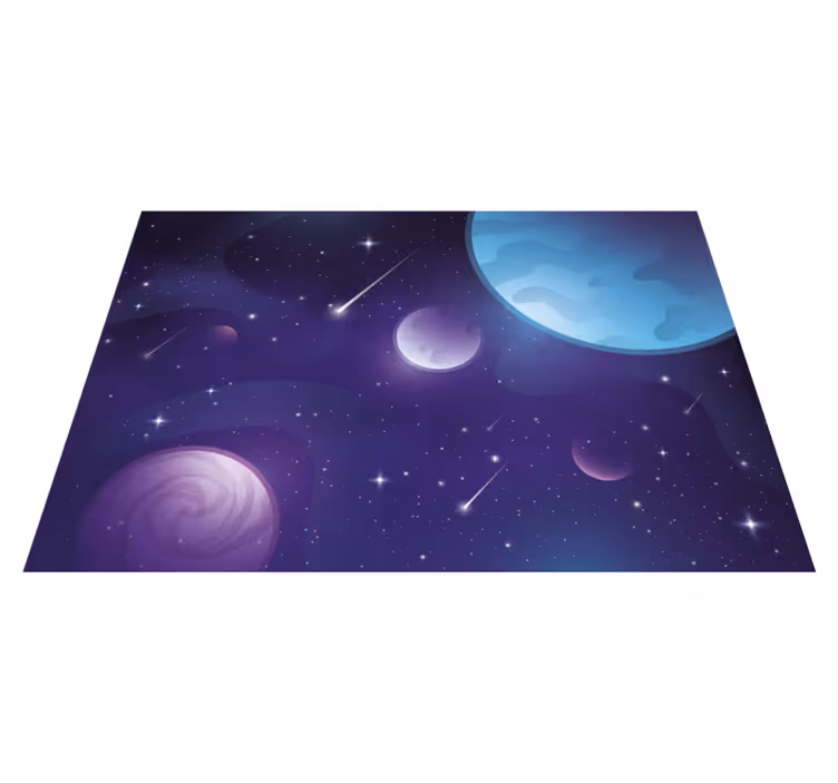 Purple vinyl rug in a mysterious space of falling stars - TenStickers