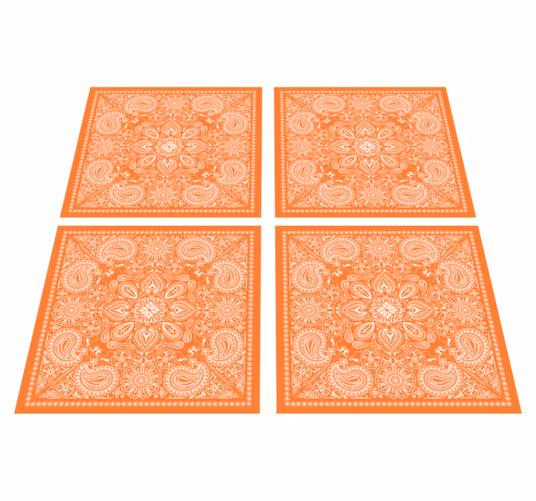 Orange vinyl rug paisley pattern design - TenStickers