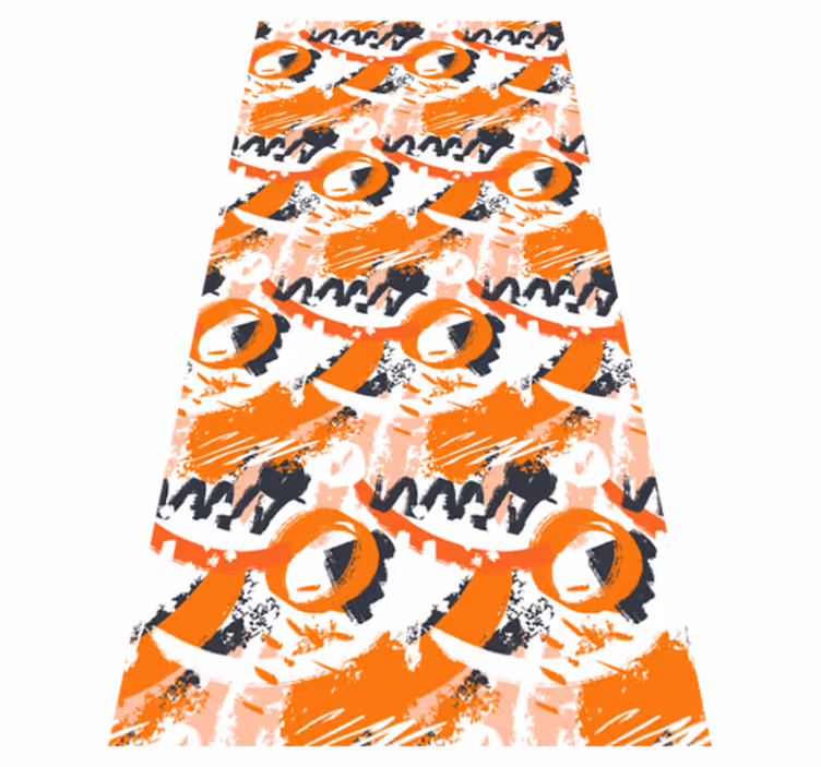 Orange vinyl rug with abstract orange strokes - TenStickers