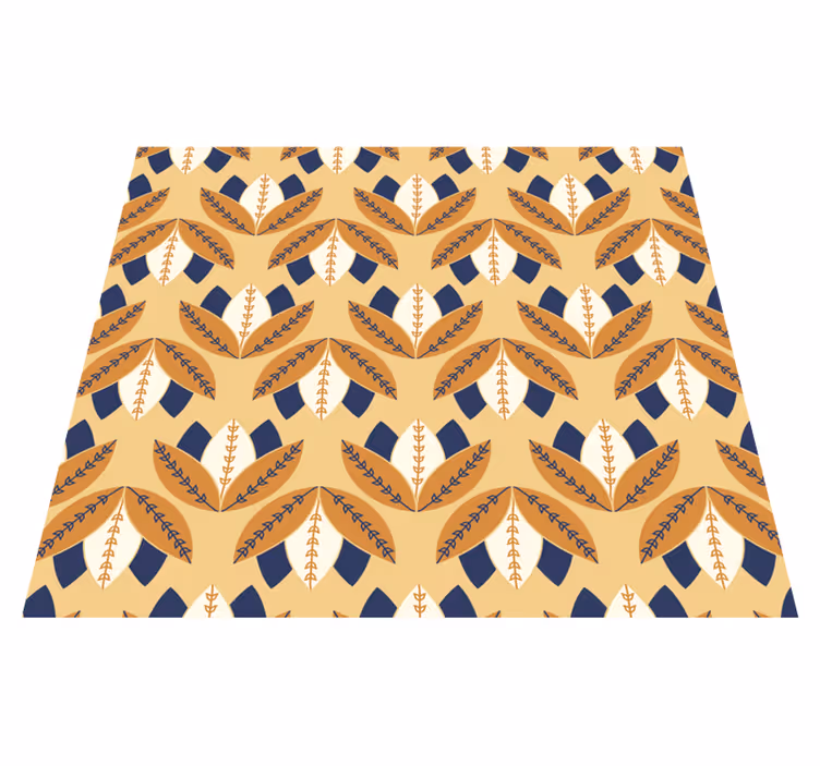 Orange vinyl rug with geometric pattern design - TenStickers