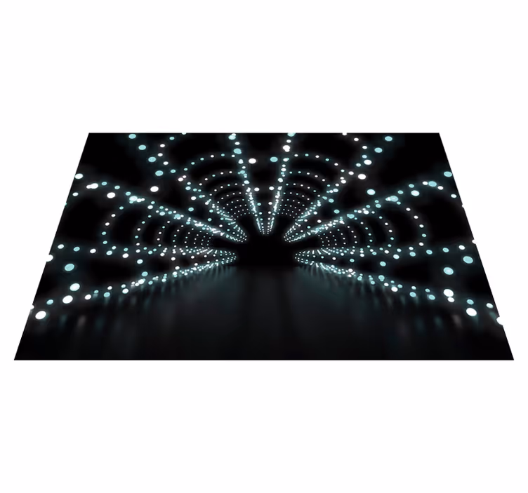 Black vinyl rug with abstract light burst design - TenStickers