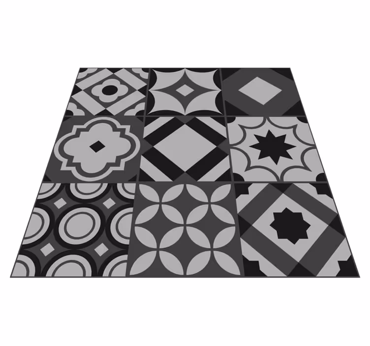 Black vinyl rug in black tiles design - TenStickers